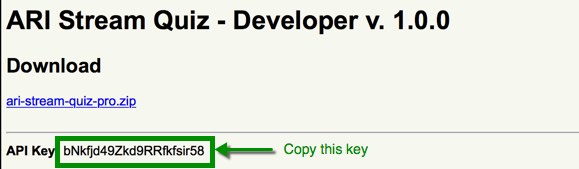 ARI Stream Quiz - API Key